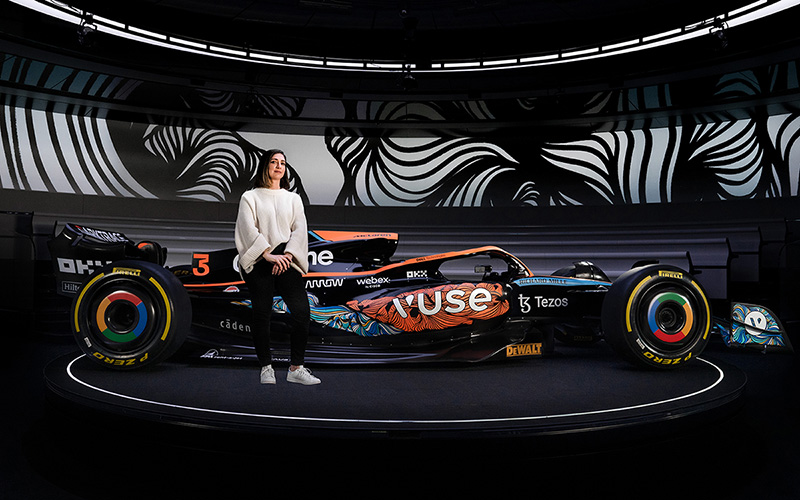 Lebanese artist Anna Tangles and McLaren F1 car