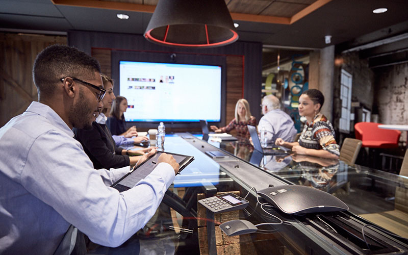 Employees in a meeting